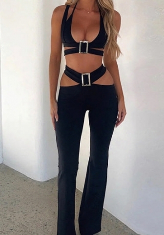 (Real Image)2023 Styles Women Sexy&Fashion Autumn/Winter TikTok&Instagram Styles Black Two Piece Suit