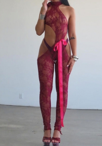 (Red)2023 Styles Women Sexy&Fashion Autumn/Winter TikTok&Instagram Styles Cut Out Lace Jumpsuit