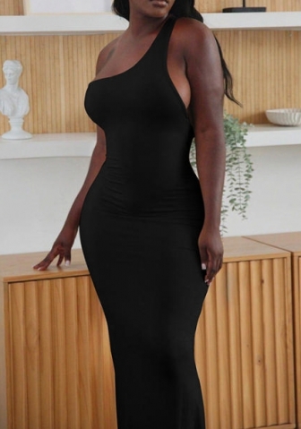 (Real Image)2023 Styles Women Sexy&Fashion Autumn/Winter TikTok&Instagram Styles Single Shoulder Maxi Dress