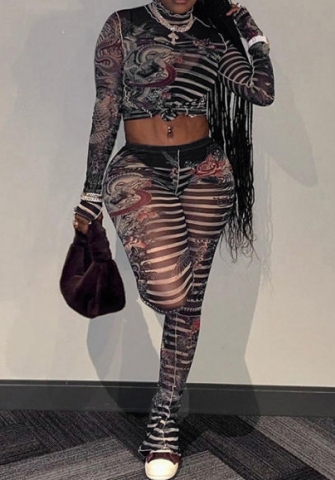 (Real Image)2023 Styles Women Sexy&Fashion Autumn/Winter TikTok&Instagram Styles Print Two Piece Suit