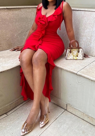 (Red)2024 Styles Women Sexy&Fashion Sprint/Summer TikTok&Instagram Styles Irregular Maxi Dress