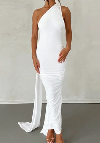 (White)2024 Styles Women Sexy&Fashion Sprint/Summer TikTok&Instagram Styles Single Shoulder Backless Maxi Dress