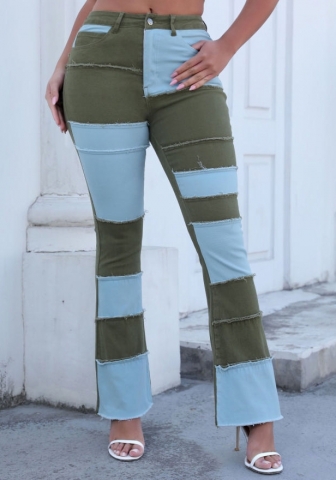 (Only Bottom)(Real Image)2024 Styles Women Sexy&Fashion Sprint/Summer TikTok&Instagram Styles Contrast Color Jeans Long Pants