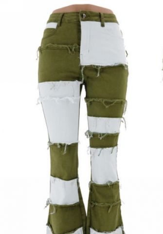 (Only Bottom)(Real Image)2024 Styles Women Sexy&Fashion Sprint/Summer TikTok&Instagram Styles Contrast Color Jeans Long Pants