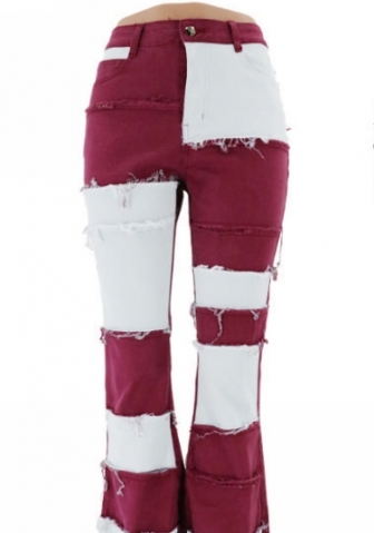 (Only Bottom)(Real Image)2024 Styles Women Sexy&Fashion Sprint/Summer TikTok&Instagram Styles Contrast Color Jeans Long Pants