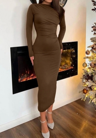 (Real Image)2024 Styles Women Sexy&Fashion Sprint/Summer TikTok&Instagram Styles Long Sleeve Round Neck Maxi Dress