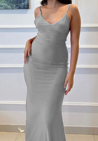 (Gray)2024 Styles Women Sexy&Fashion Sprint/Summer TikTok&Instagram Styles Strap Maxi Dress
