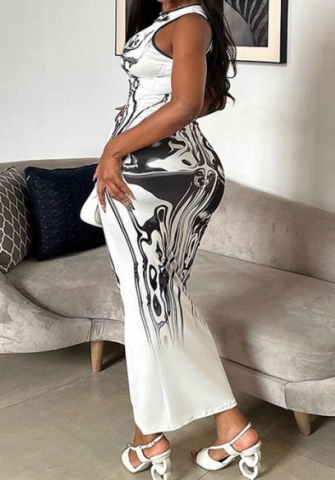 (Real Image)2024 Styles Women Sexy&Fashion Sprint/Summer TikTok&Instagram Styles Print Sleeveless Maxi Dress