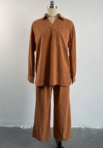 (Coffee)2024 Styles Women Sexy&Fashion Sprint/Summer TikTok&Instagram Styles Casual Two Piece Suit