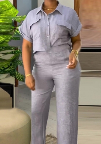 (Gray)2024 Styles Women Sexy&Fashion Sprint/Summer TikTok&Instagram Styles OL Loose Two Piece Suit