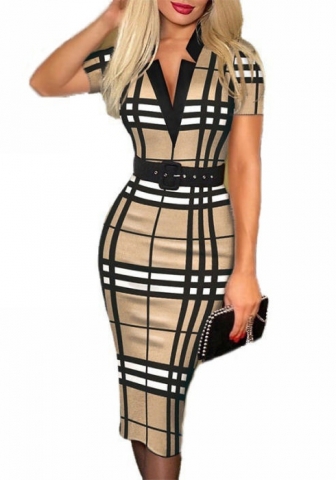 2024 Styles Women Sexy&Fashion Sprint/Summer TikTok&Instagram Styles V Neck Short Sleeve Print Midi Dress