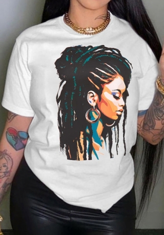 (White)2024 Styles Women Sexy&Fashion Sprint/Summer TikTok&Instagram Styles Print Short Sleeve Tee
