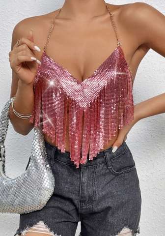 (Real Image)2024 Styles Women Sexy&Fashion Sprint/Summer TikTok&Instagram Styles Sequins Halter Tank Tops
