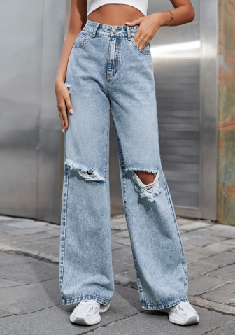 (Real Image)2024 Styles Women Sexy&Fashion Sprint/Summer TikTok&Instagram Ripped Jeans Long Pants