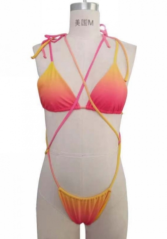 (Real Image)2024 Styles Women Sexy&Fashion Sprint/Summer TikTok&Instagram Pint Tie Bikini Set