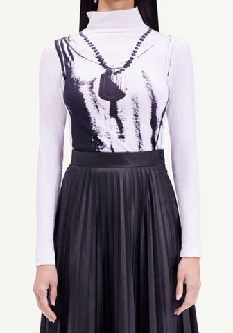 (Only Tops，Black)2024 Styles Women Sexy&Fashion Sprint/Summer TikTok&Instagram White Mesh Long Sleeve See Thorough Shirts