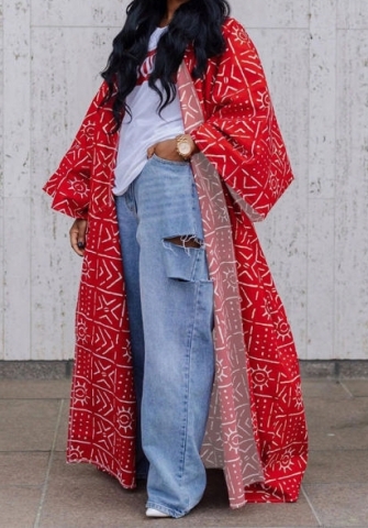 (Red,Only Coat)2024 Styles Women Sexy&Fashion Sprint/Summer TikTok&Instagram Print Open Coats