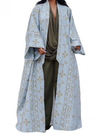 (Light Blue,Only Coat)2024 Styles Women Sexy&Fashion Sprint/Summer TikTok&Instagram Print Open Coats