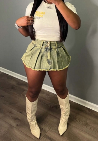 (Only Bottom)(Real Image)2024 Styles Women Sexy&Fashion Sprint/Summer TikTok&Instagram Yellow Jeans Short Pants