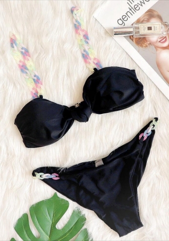 (Real Image)2024 Styles Women Sexy&Fashion Sprint/Summer TikTok&Instagram Sequin&Rhinestones Bikini Set