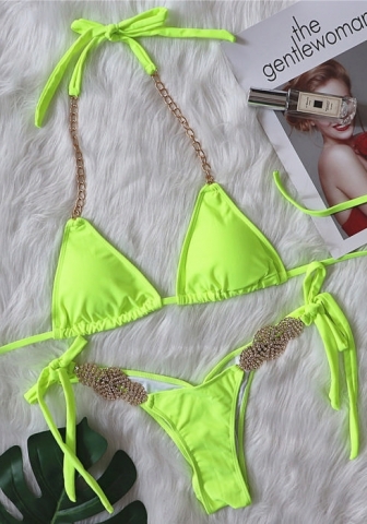 (Real Image)2024 Styles Women Sexy&Fashion Sprint/Summer TikTok&Instagram Sequin&Rhinestones Bikini Set