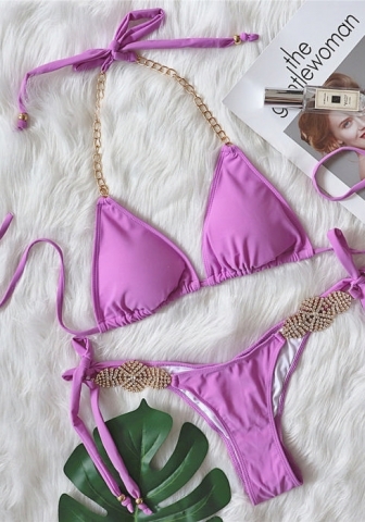 (Real Image)2024 Styles Women Sexy&Fashion Sprint/Summer TikTok&Instagram Sequin&Rhinestones Bikini Set