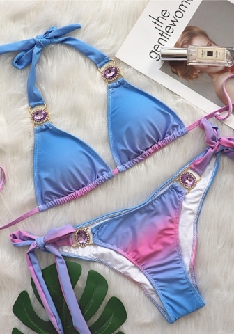 (Real Image)2024 Styles Women Sexy&Fashion Sprint/Summer TikTok&Instagram Sequin&Rhinestones Bikini Set