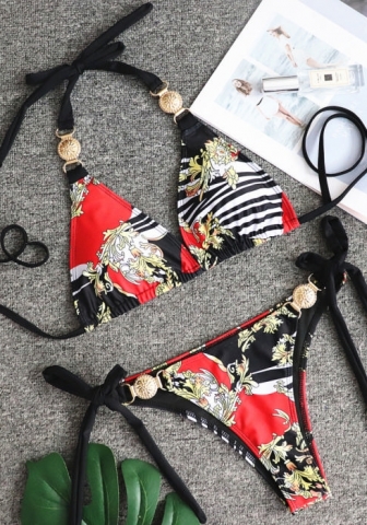(Real Image)2024 Styles Women Sexy&Fashion Sprint/Summer TikTok&Instagram Print Bikini Set