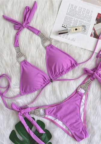 (Real Image)2024 Styles Women Sexy&Fashion Sprint/Summer TikTok&Instagram Sequin&Rhinestones Bikini Set