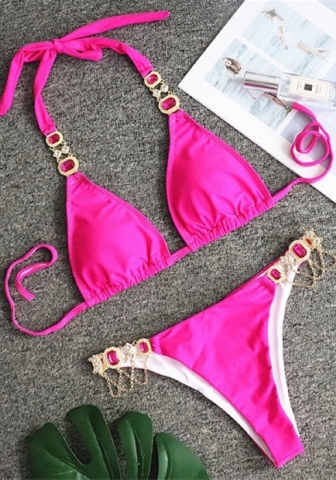 (Real Image)2024 Styles Women Sexy&Fashion Sprint/Summer TikTok&Instagram Sequin&Rhinestones Bikini Set