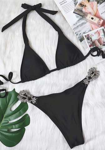 (Real Image)2024 Styles Women Sexy&Fashion Sprint/Summer TikTok&Instagram Sequin&Rhinestones Bikini Set