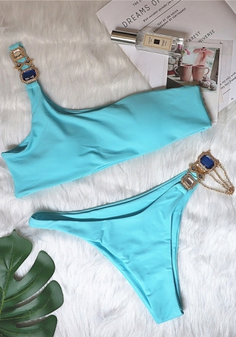 (Real Image)2024 Styles Women Sexy&Fashion Sprint/Summer TikTok&Instagram Sequin&Rhinestones Bikini Set