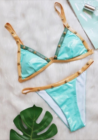 (Real Image)2024 Styles Women Sexy&Fashion Sprint/Summer TikTok&Instagram Sequin&Rhinestones Bikini Set