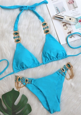 (Real Image)2024 Styles Women Sexy&Fashion Sprint/Summer TikTok&Instagram Sequin&Rhinestones Bikini Set