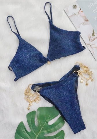 (Real Image)2024 Styles Women Sexy&Fashion Sprint/Summer TikTok&Instagram Sequin&Rhinestones Bikini Set