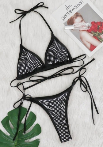(Real Image)2024 Styles Women Sexy&Fashion Sprint/Summer TikTok&Instagram Sequin&Rhinestones Bikini Set