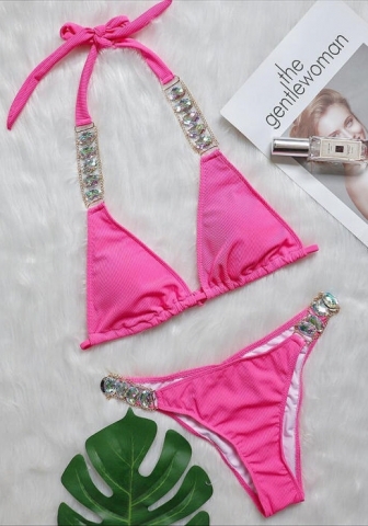 (Real Image)2024 Styles Women Sexy&Fashion Sprint/Summer TikTok&Instagram Sequin&Rhinestones Bikini Set