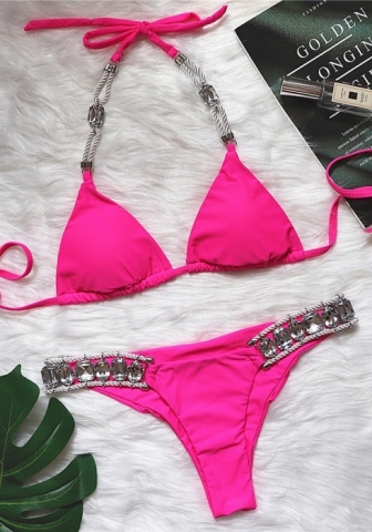 (Real Image)2024 Styles Women Sexy&Fashion Sprint/Summer TikTok&Instagram Sequin&Rhinestones Bikini Set