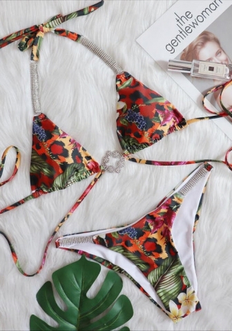 (Real Image)2024 Styles Women Sexy&Fashion Sprint/Summer TikTok&Instagram Sequin&Rhinestones Bikini Set