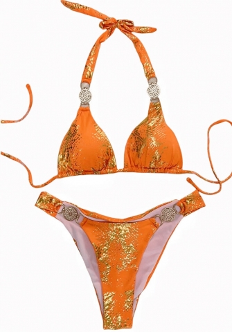 (Real Image)2024 Styles Women Sexy&Fashion Sprint/Summer TikTok&Instagram Sequin&Rhinestones Bikini Set