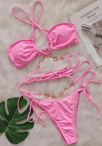 (Real Image)2024 Styles Women Sexy&Fashion Sprint/Summer TikTok&Instagram Sequin&Rhinestones Bikini Set