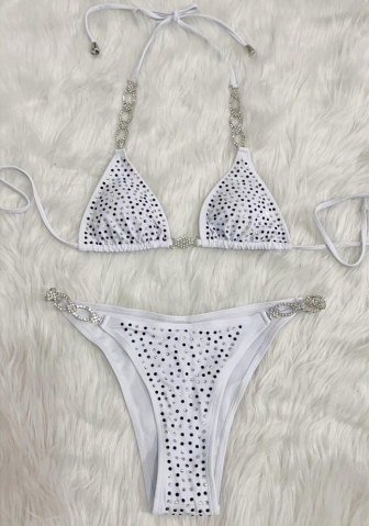 (Real Image)2024 Styles Women Sexy&Fashion Sprint/Summer TikTok&Instagram Sequin&Rhinestones Bikini Set