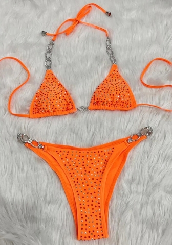 (Real Image)2024 Styles Women Sexy&Fashion Sprint/Summer TikTok&Instagram Sequin&Rhinestones Bikini Set