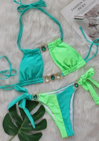 (Real Image)2024 Styles Women Sexy&Fashion Sprint/Summer TikTok&Instagram Sequin&Rhinestones Bikini Set