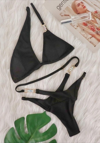 (Real Image)2024 Styles Women Sexy&Fashion Sprint/Summer TikTok&Instagram Sequin&Rhinestones Bikini Set