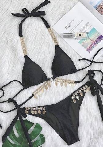 (Real Image)2024 Styles Women Sexy&Fashion Sprint/Summer TikTok&Instagram Sequin&Rhinestones Bikini Set