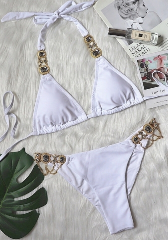 (Real Image)2024 Styles Women Sexy&Fashion Sprint/Summer TikTok&Instagram Sequin&Rhinestones Bikini Set