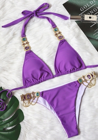 (Real Image)2024 Styles Women Sexy&Fashion Sprint/Summer TikTok&Instagram Sequin&Rhinestones Bikini Set