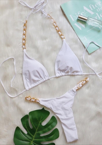 (Real Image)2024 Styles Women Sexy&Fashion Sprint/Summer TikTok&Instagram Sequin&Rhinestones Bikini Set