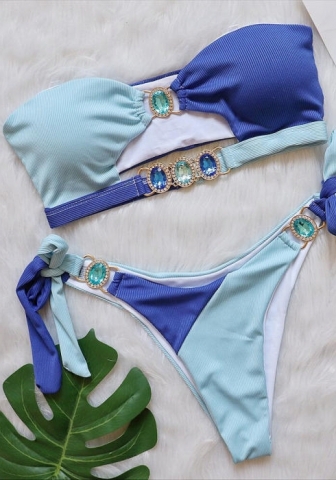 (Real Image)2024 Styles Women Sexy&Fashion Sprint/Summer TikTok&Instagram Sequin&Rhinestones Bikini Set